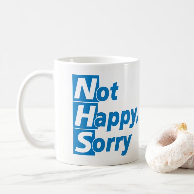 Caneca De Café NHS - Não Feliz, Desculpe! (Com Donut)