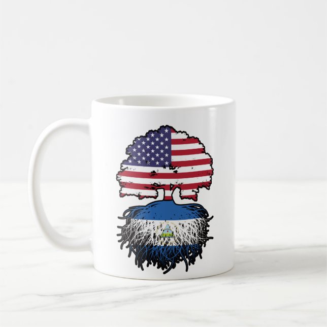 Caneca De Café Nicarágua, Nicarágua, EUA, Bandeira de Raízes de Á (Esquerda)