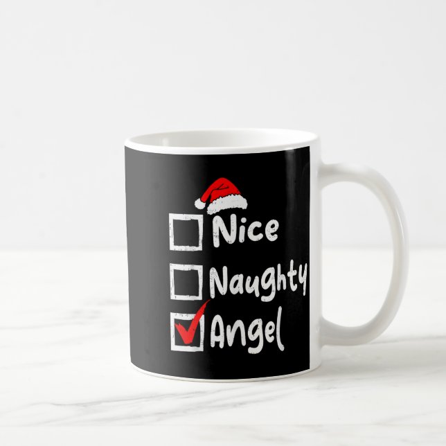Caneca De Café Nice Naughty Angel Funny Christmas List Family Mat (Direita)