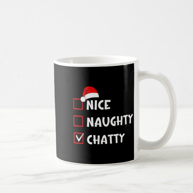 Caneca De Café Nice Naughty Chatty Funny Christmas List  (Direita)