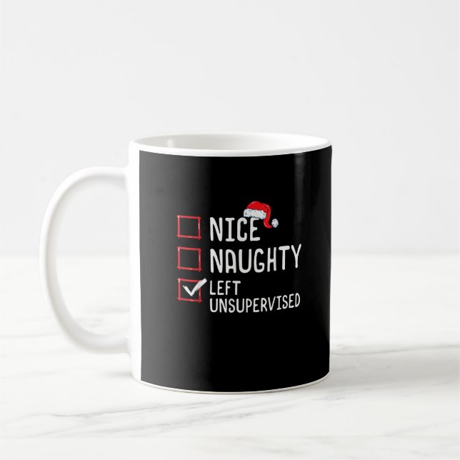Caneca De Café Nice Naughty Left Unsupervised Christmas List  (Esquerda)