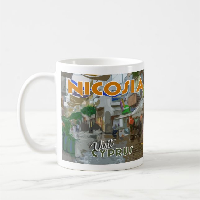 Caneca De Café Nicósia, Visite Chipre I Love (Esquerda)