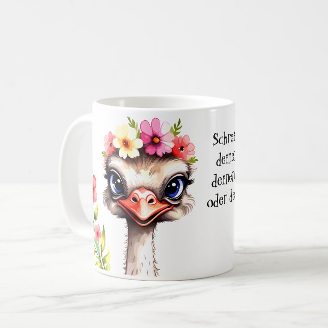 Caneca De Café niedlicher Vogel Strauß 6 (Frente Esquerda)
