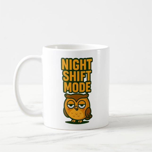 Caneca De Café Night Shift Mode Sleepy Droopy Owl Cartoon Humor (Esquerda)