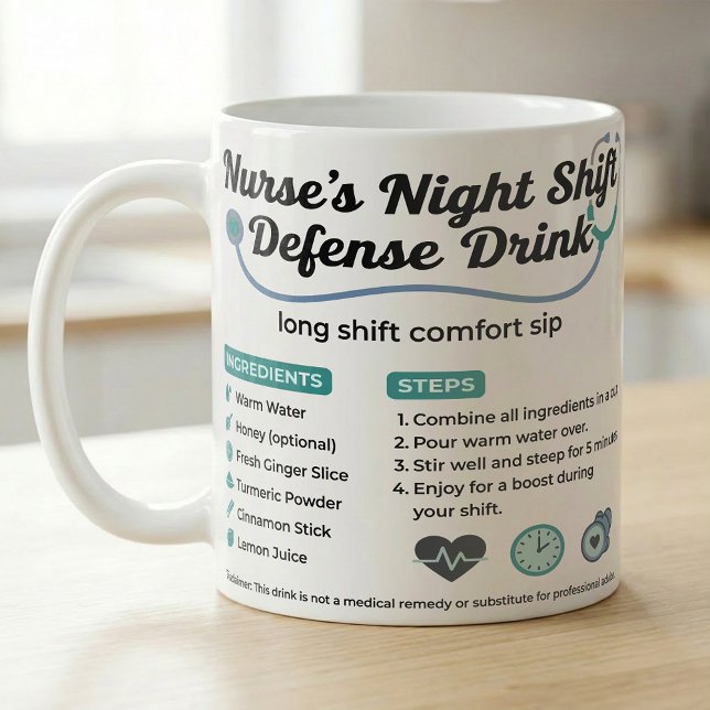 Caneca De Café Night Shift Nurse ER Crew Comfort Recipe (Criador carregado)