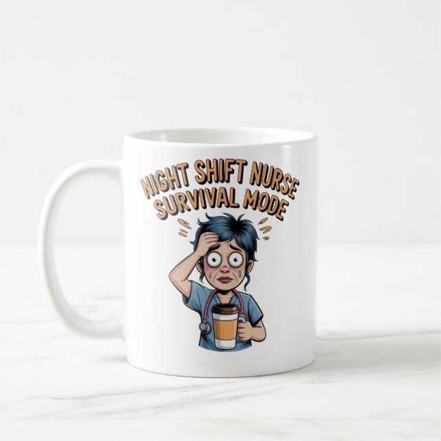 Caneca De Café Night Shift Nurse Survival Mode Funny Nurse Coffee (Esquerda)