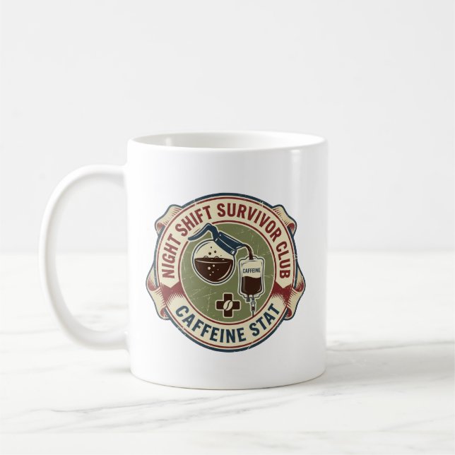 Caneca De Café Night Shift Survivor Club Nurse Coffee Mug (Esquerda)