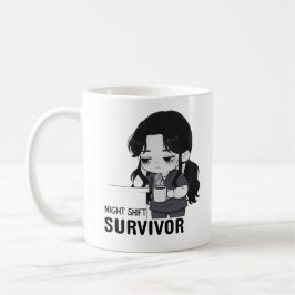 Caneca De Café Night Shift Survivor Relatable Chibi Nurse Illustr