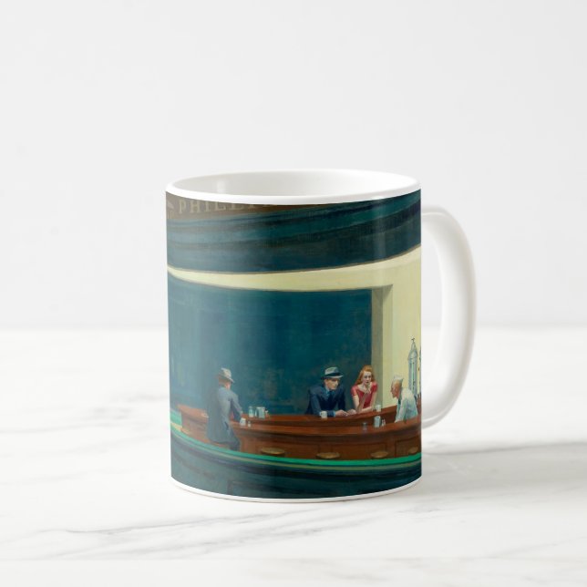 Caneca De Café Nighthawks 1942 por Edward Hopper (Frente Esquerda)