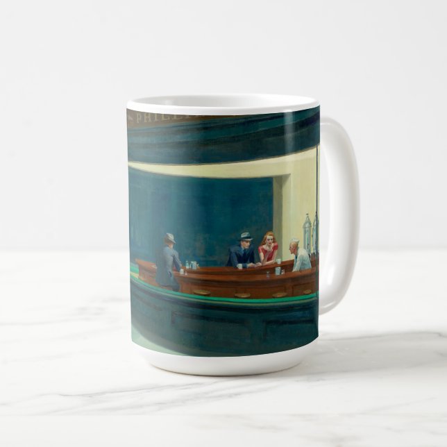 Caneca De Café Nighthawks 1942 por Edward Hopper (Frente Esquerda)