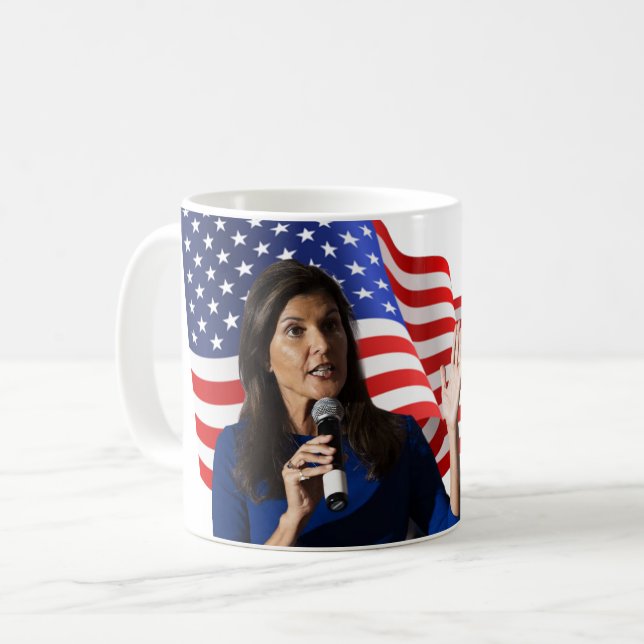 Caneca De Café Nikki Haley para o Presidente 2024 (Frente Esquerda)