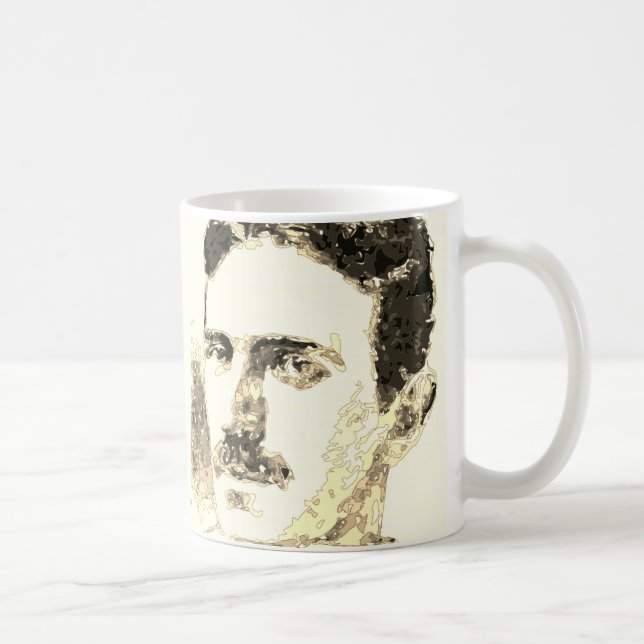 Caneca De Café Nikola Tesla Desenho Em Sepia (Direita)