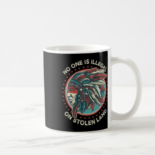 Caneca De Café Ninguém É Ilegal Em Terra Roubada (Direita)