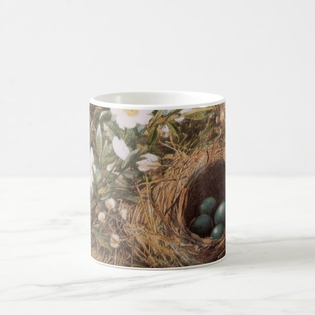 Caneca De Café Ninho de Pássaro e Rosas de Cão por John William H (Centro)