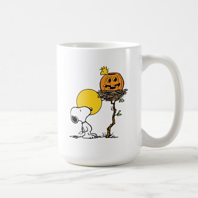 Caneca De Café Ninho de Snoopy & Woodstock com Jack O' Lanterna (Direita)