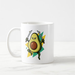 Caneca De Café Ninja Abacate Cartoon – Vetor de Guerreiro de Frut