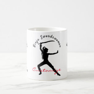 Caneca De Café Ninja Swordswoman Silhouette Thunder_Cove