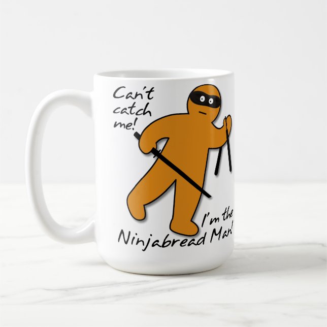 Caneca De Café Ninjabread Ninja Gingerbird Man Funny Mug (Esquerda)