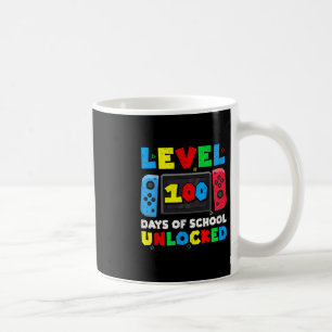 Caneca De Café Nível 100 Dias De Escola Desbloqueado Meninos Joga