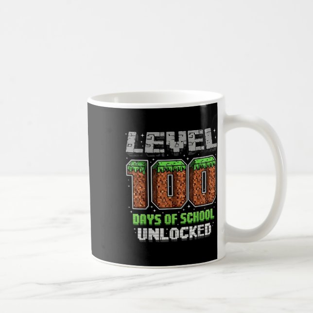 Caneca De Café Nível 100 Dias De Jogo De Vídeo De Pixel Desbloque (Direita)