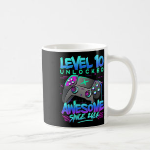 Caneca De Café Nível 10 Desbloqueado Menino de 10 Anos Aniversári