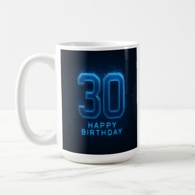 Caneca De Café Nível 30 Desbloqueado: Techno Birthday Mug (Esquerda)