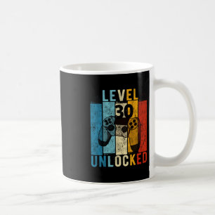 Caneca De Café Nível 30 Desbloqueado Video Gamer 30 Anos Presente