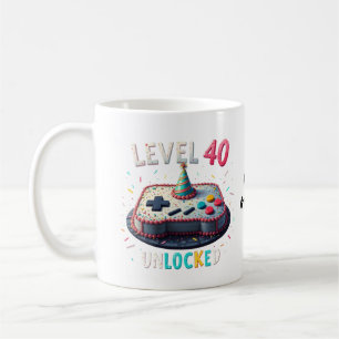 Caneca De Café Nível 40 Desbloqueado Estilo de Jogo Aniversário d