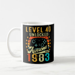 Caneca De Café Nível 40 Desbloqueado Incrível Desde 1983 aniversá