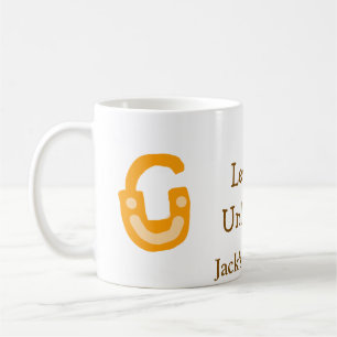 Caneca De Café Nível 5 desbloqueado cadeado laranja marrom feliz