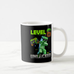 Caneca De Café Nível 6 Desbloqueado Funy Aniversariante Pixel Gam