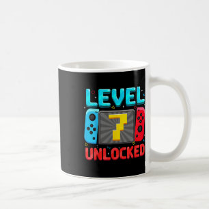 Caneca De Café Nível 7 Desbloqueado Aniversário de 7 Anos Menino 