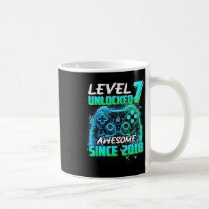 Caneca De Café Nível 7 Desbloqueado Incrível Desde o 7º Aniversár
