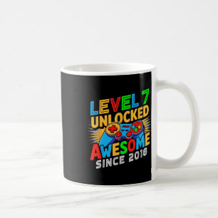 Caneca De Café Nível 7 Desbloqueado Incrível Desde o 7º Aniversár
