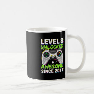 Caneca De Café Nível 8 Desbloqueado Incrível Desde o 8º Aniversár