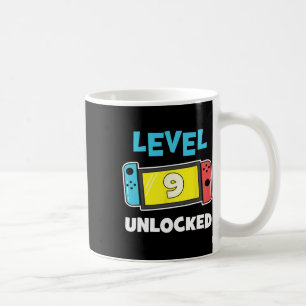 Caneca De Café Nível 9 Desbloqueado Jogador Presente de 9º Aniver