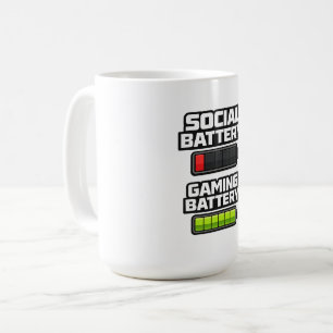 Caneca De Café Nível de Bateria de Gamer Divertido Design de Jogo
