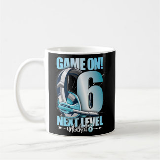 Caneca De Café Nível Desbloqueado 6 Birthday 6 Anos Menino Gamin