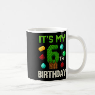 Caneca De Café Nível Pixelado 6 Aniversário Gamer Crianças Arte P