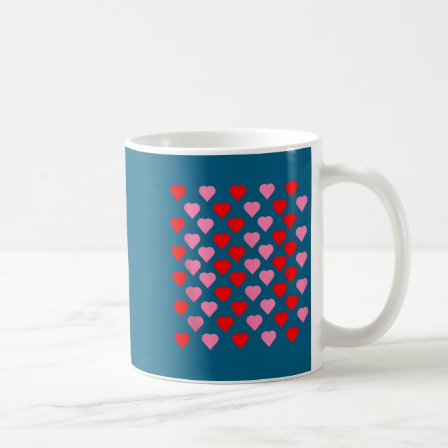 Caneca De Café Nk And Red Hearts Lovers Funny Valentine’s Day Hum (Direita)