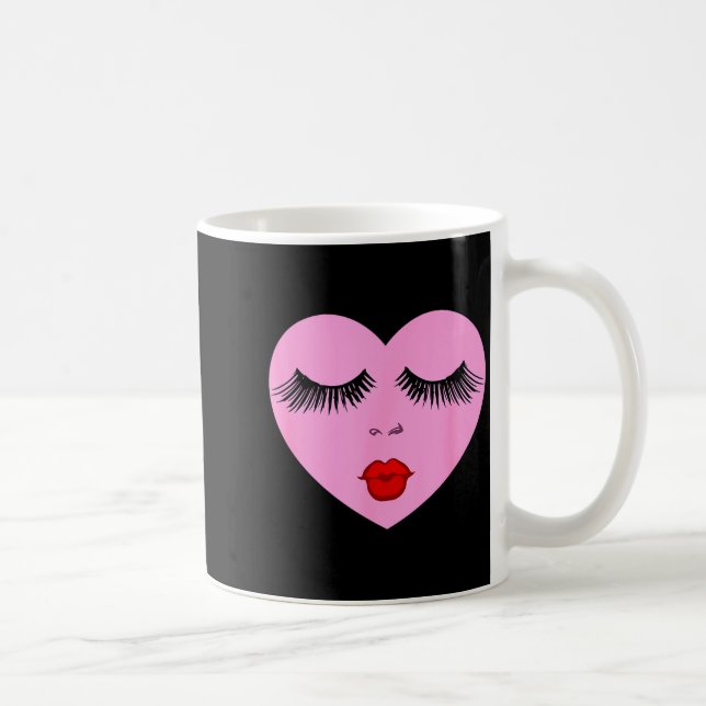 Caneca De Café Nk Lady Heart With Eyelashes Valentines Day Kiss  (Direita)