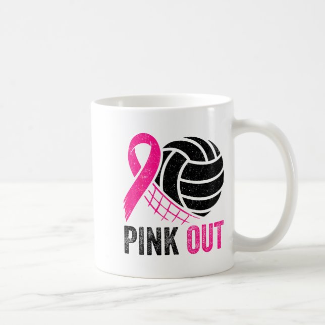 Caneca De Café Nk Out Volleyball Breast Cancer Awareness Nk Ribbo (Direita)