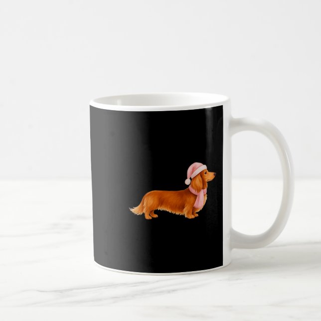 Caneca De Café Nk Santa Red Long Haired Dachshund Christmas  (Direita)