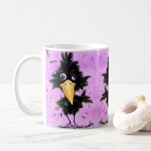 Caneca De Café No Amor Crow - Engraçado (Com Donut)