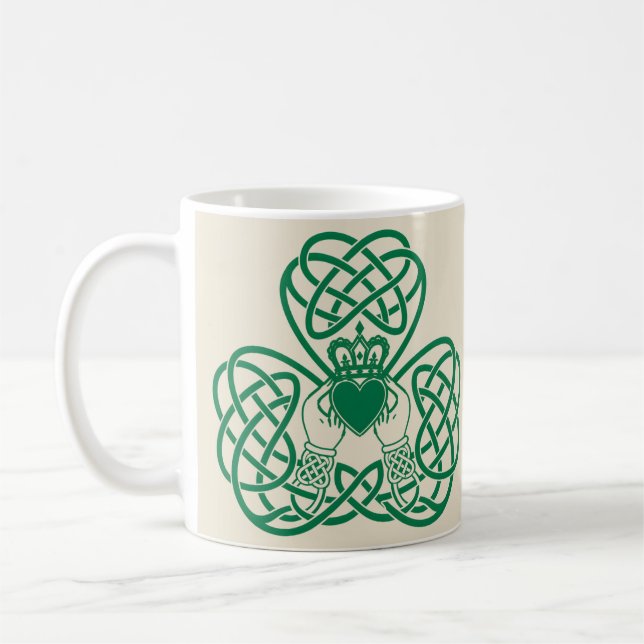 Caneca De Café Nó Celtico Claddagh Trevo (Esquerda)