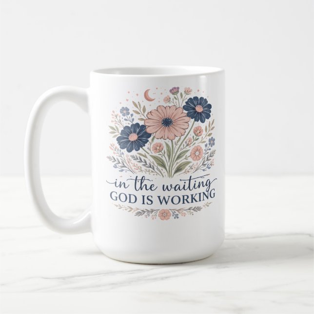 Caneca de Café No Esperar Deus Está Trabalhando (Esquerda)