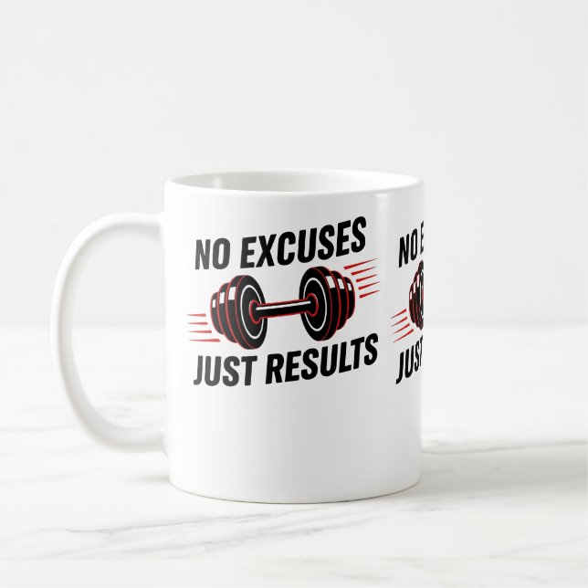 Caneca De Café No Excuses Just Results Motivational (Esquerda)