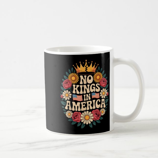 Caneca De Café No Kings In America Patriotic Democracy Dom Retro  (Direita)