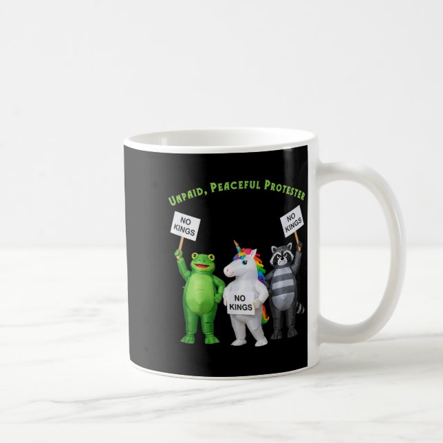 Caneca De Café No Kings Unpaid Peaceful Protester Frog And Unicor (Direita)