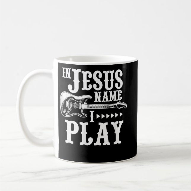 Caneca De Café No Nome de Jesus Eu Tooco Violão Cristão (Esquerda)